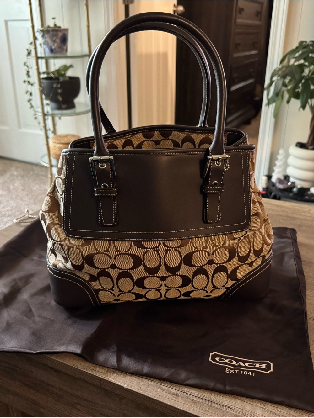 Coach Hamptons Signature Medium Carryall Satchel